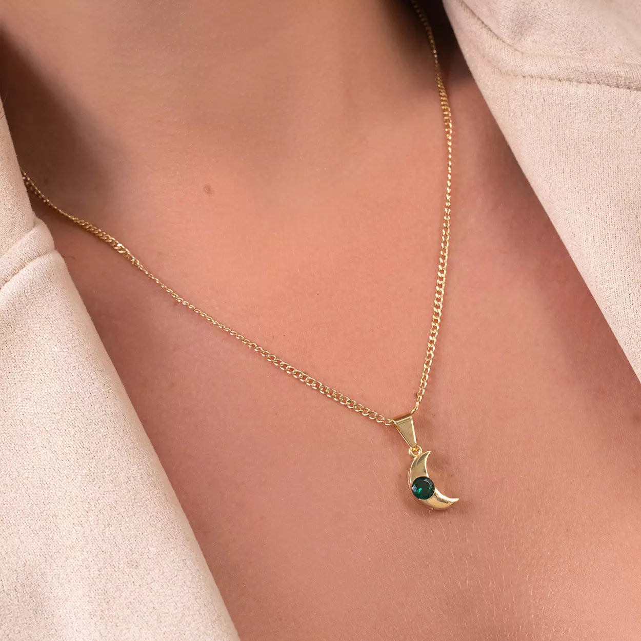Green Cubic Zirconia Moon
