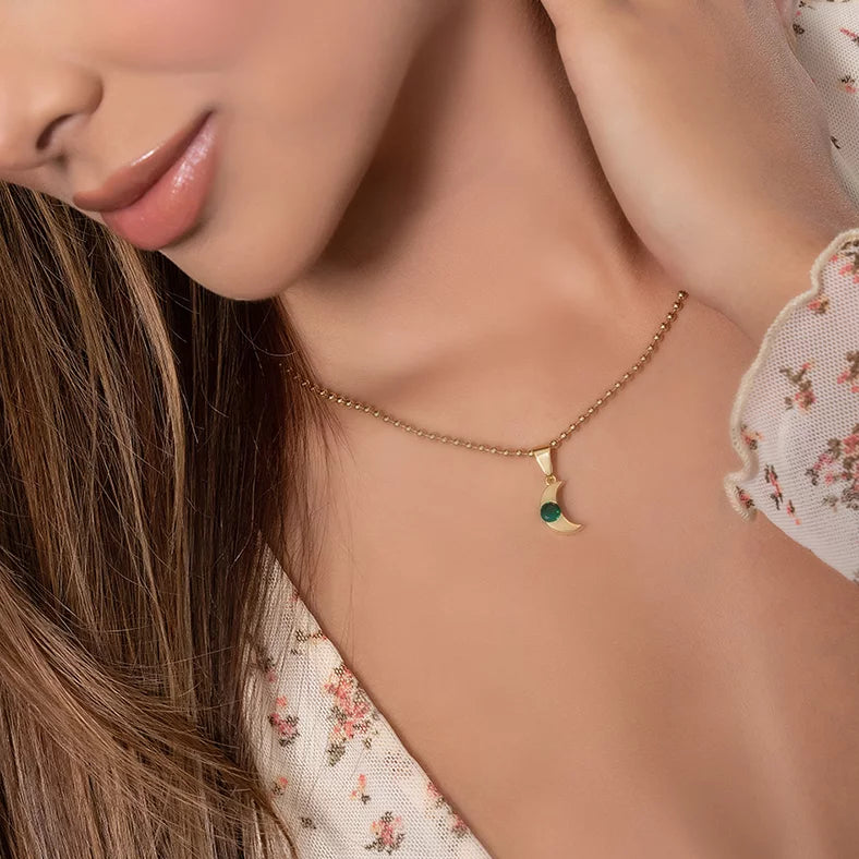 Green Cubic Zirconia Moon