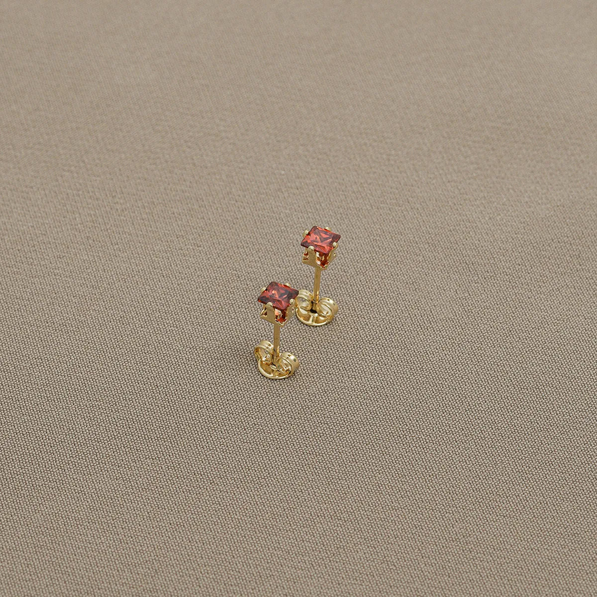 Red Square Cubic Zirconia Stud Earrings