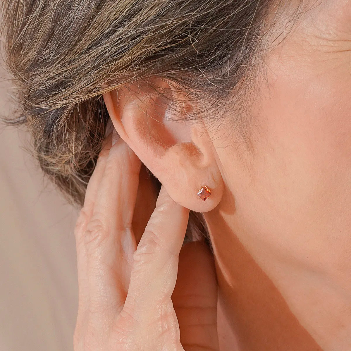 Red Square Cubic Zirconia Stud Earrings