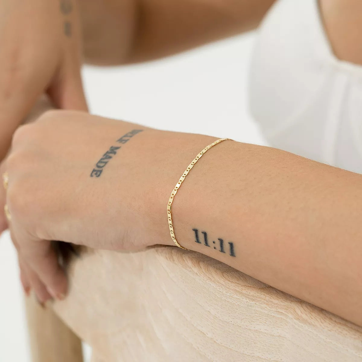 Thin Flat Ladder Bracelet 16 cm + Extender