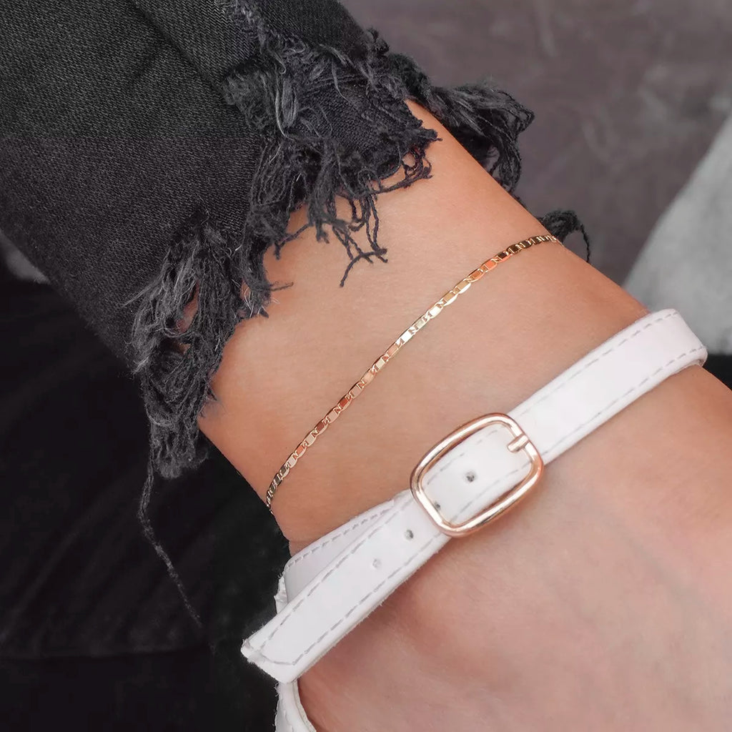 Thin Flat Ladder Anklet 24.5 cm