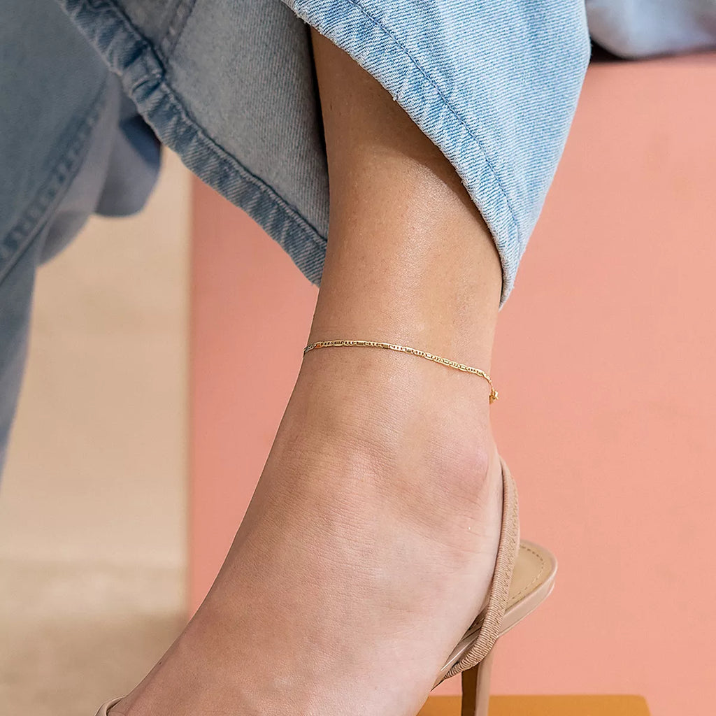 Ladder & Flat Chain Anklet 23 cm + Extender