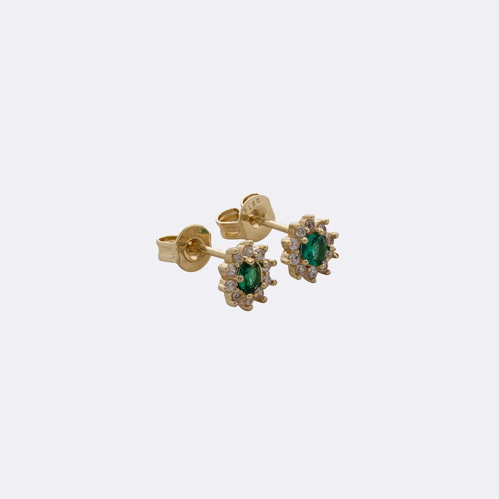 Green Fleur Earrings 6 mm