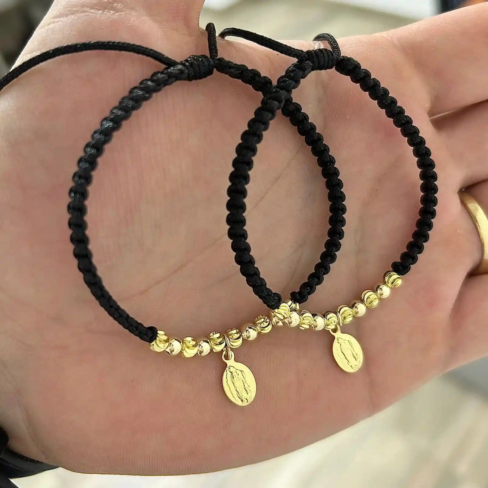 Couple's Italian Ball Bracelets - Black