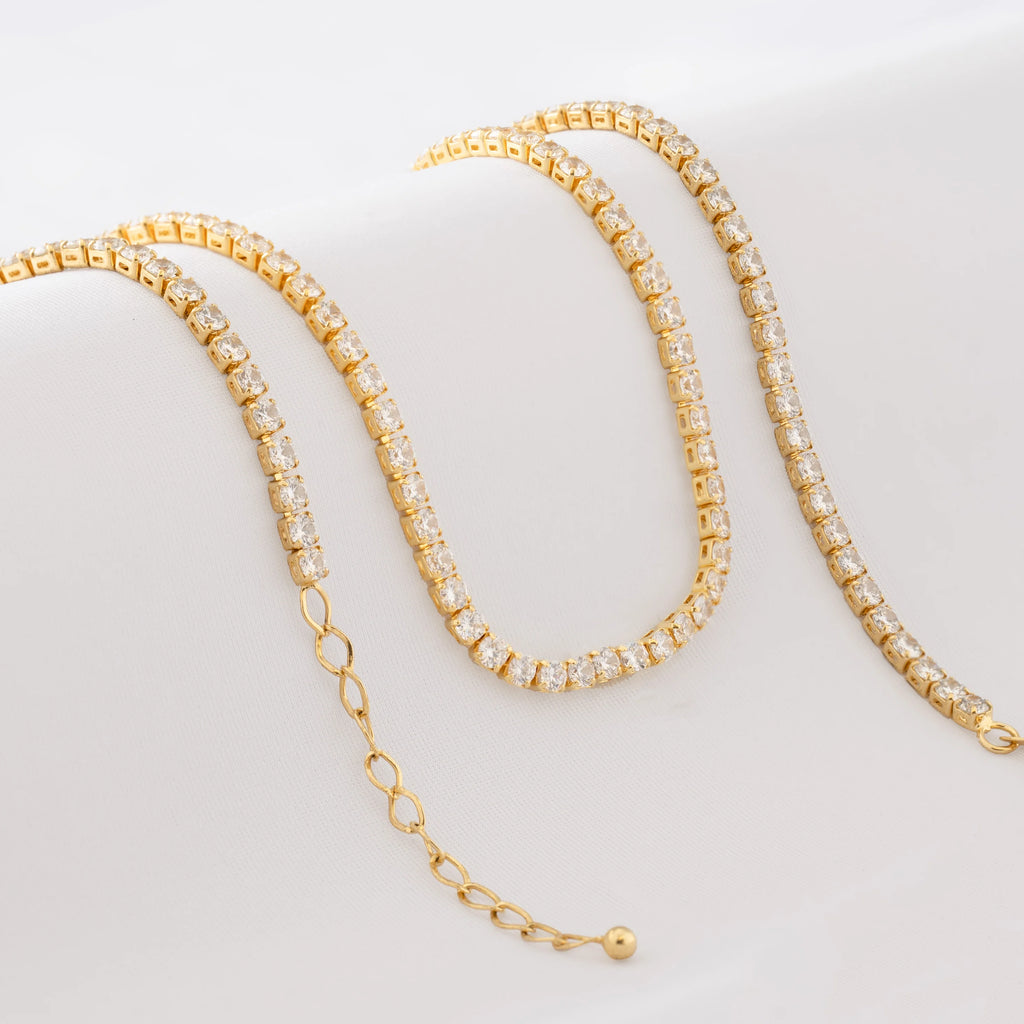 Unisex Crystal Cubic Zirconia Necklace 45 cm